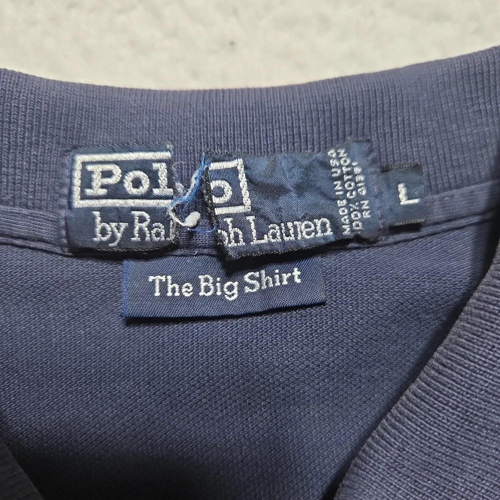Vintage 90s Polo Ralph Lauren Polo The Big Shirt Size Large Chest Crest Faded